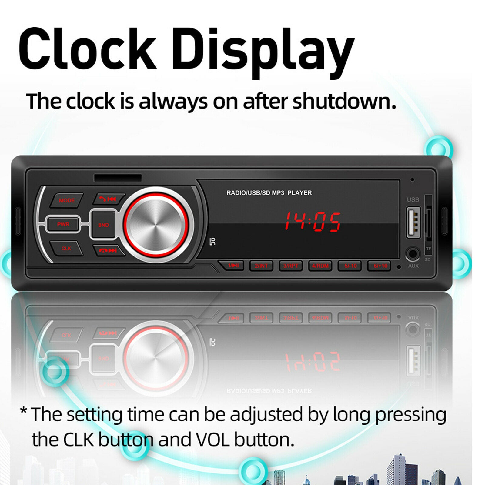 Multimedia Car Stereo Single Din USB Port AUX Input AM/FM Radio Receiver