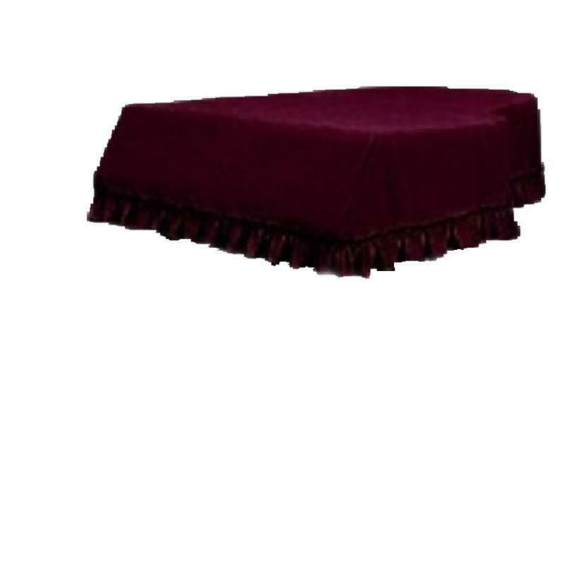 Full Grand Piano Velvet Cover Dust Guard Cloth with Macrame Decor Burgundy
