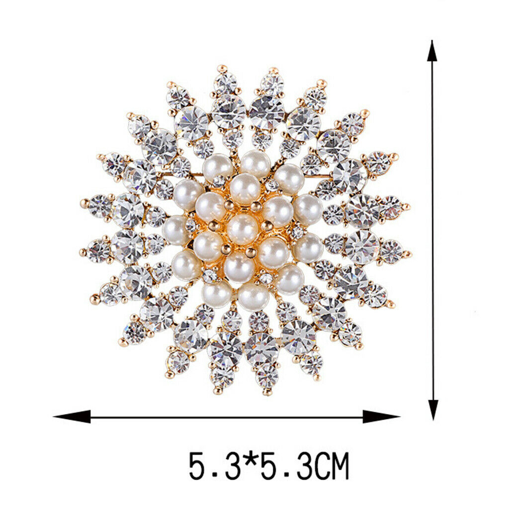 Women Lady Crystal Wedding Flower Bouquet Brooch Collar Lapel Badge Charms