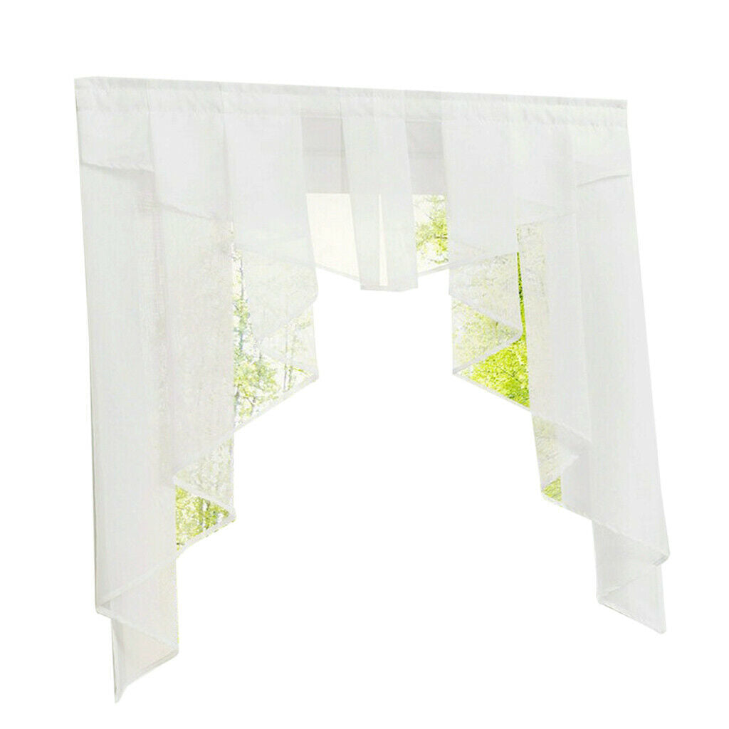 Stitching Pleated Roman Curtain Tulle for Balcony Window White 100Wx100H