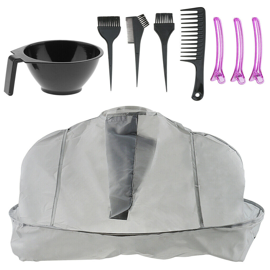 9x Cutting Gown Cloth with Hair Perming Highlight Tint Brush Clips Bowl Set