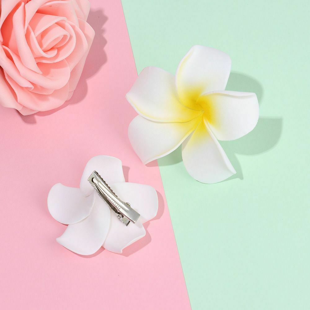 Girl Gift Simulation Hair Clip Beach Seaside White Plumeria Hairpin Flower