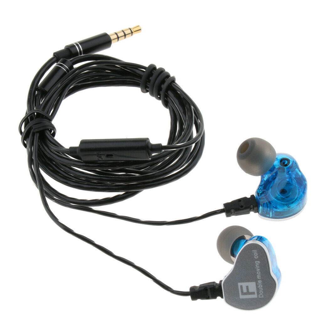 In-Ear Sports Earbuds 3.5mm Wired Earphone Bass Stereo Headset & Mic Blue