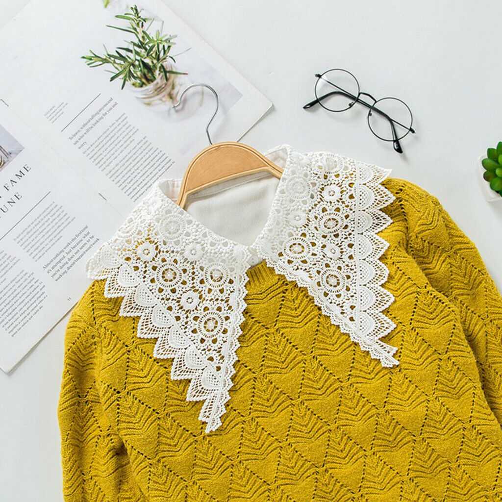 Elegant Faux Collar Hollow Flower False Lapel Shirt Dickey Collar Removable
