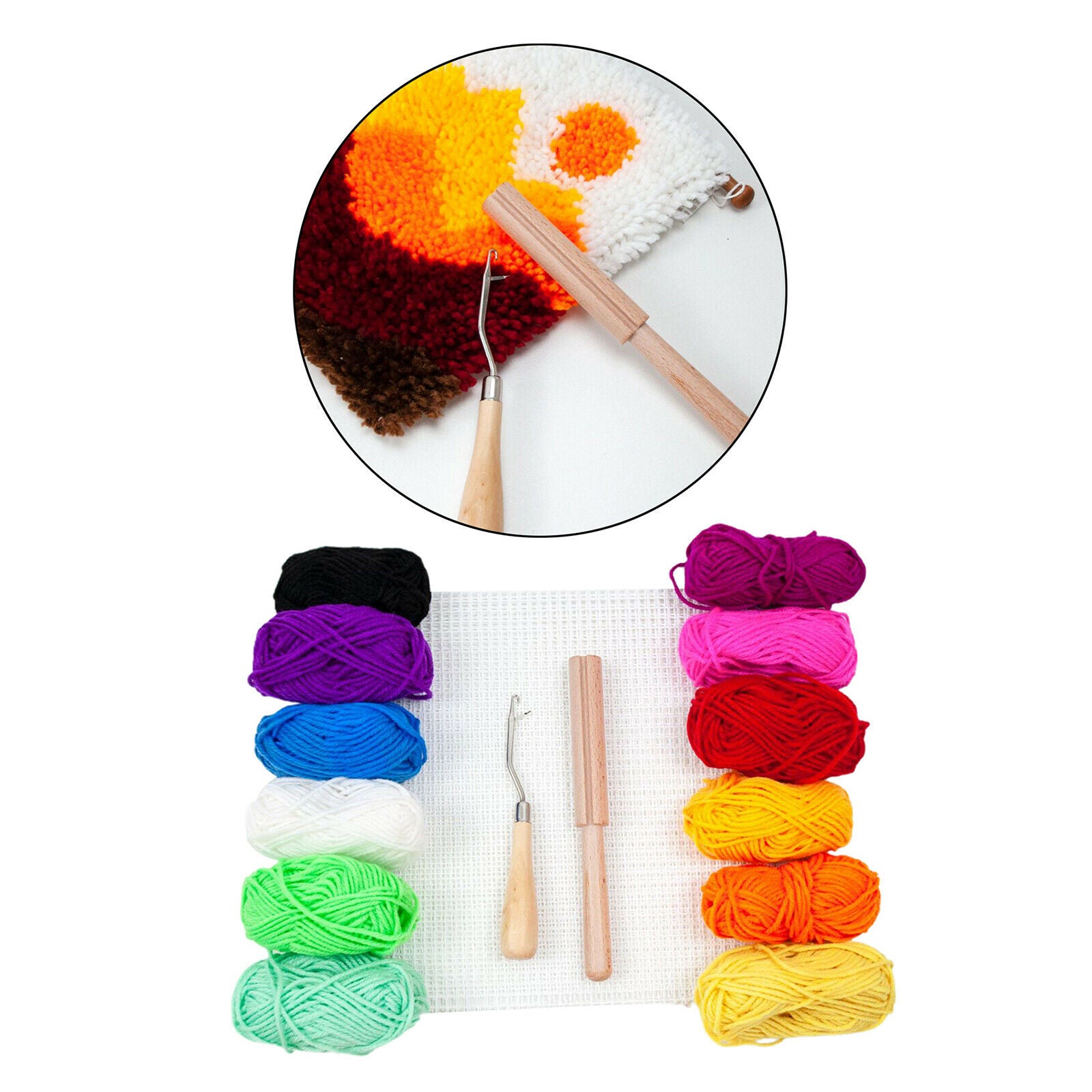 12x Latch Hook Rug Yarn Kits for Adults Needle Craft Supplies Decor Kit