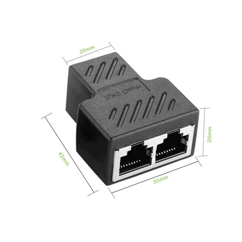 RJ45 Splitter Adapter 1 to 2 Ways Dual Female Connector Ethernet Cable LAN Port