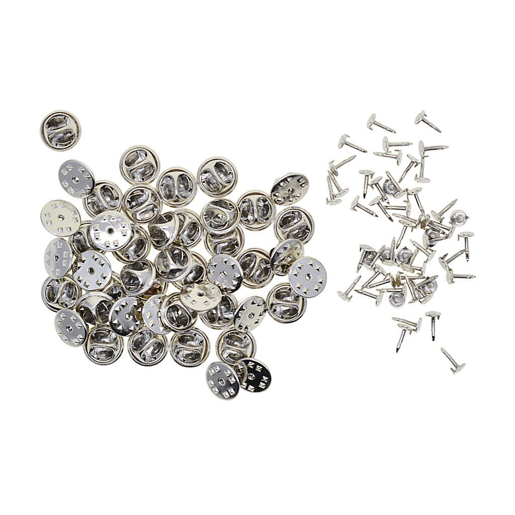 50 sets badge hat pin metal tie back lapel butterfly clasp