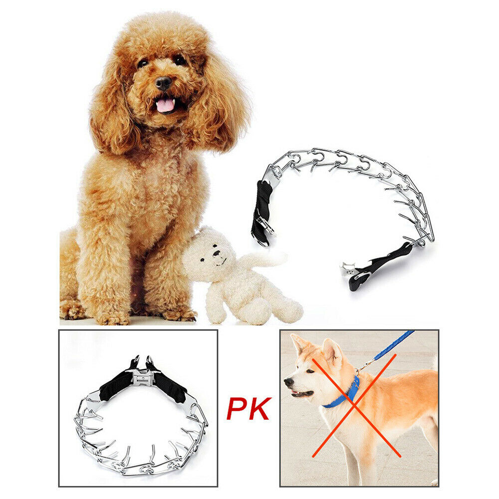 Iron Dog Pinch Prong Chain Collar Double D Type Training Choker Pet Supplies