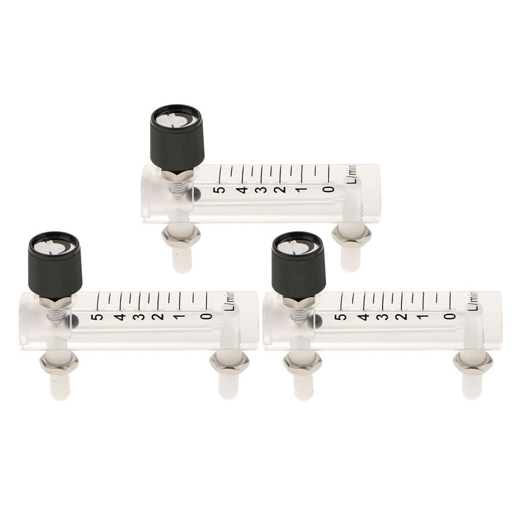 3Pcs Oxygen Air Flow Meter Flowmeter Supplies w/ Valve Lightweight for Home