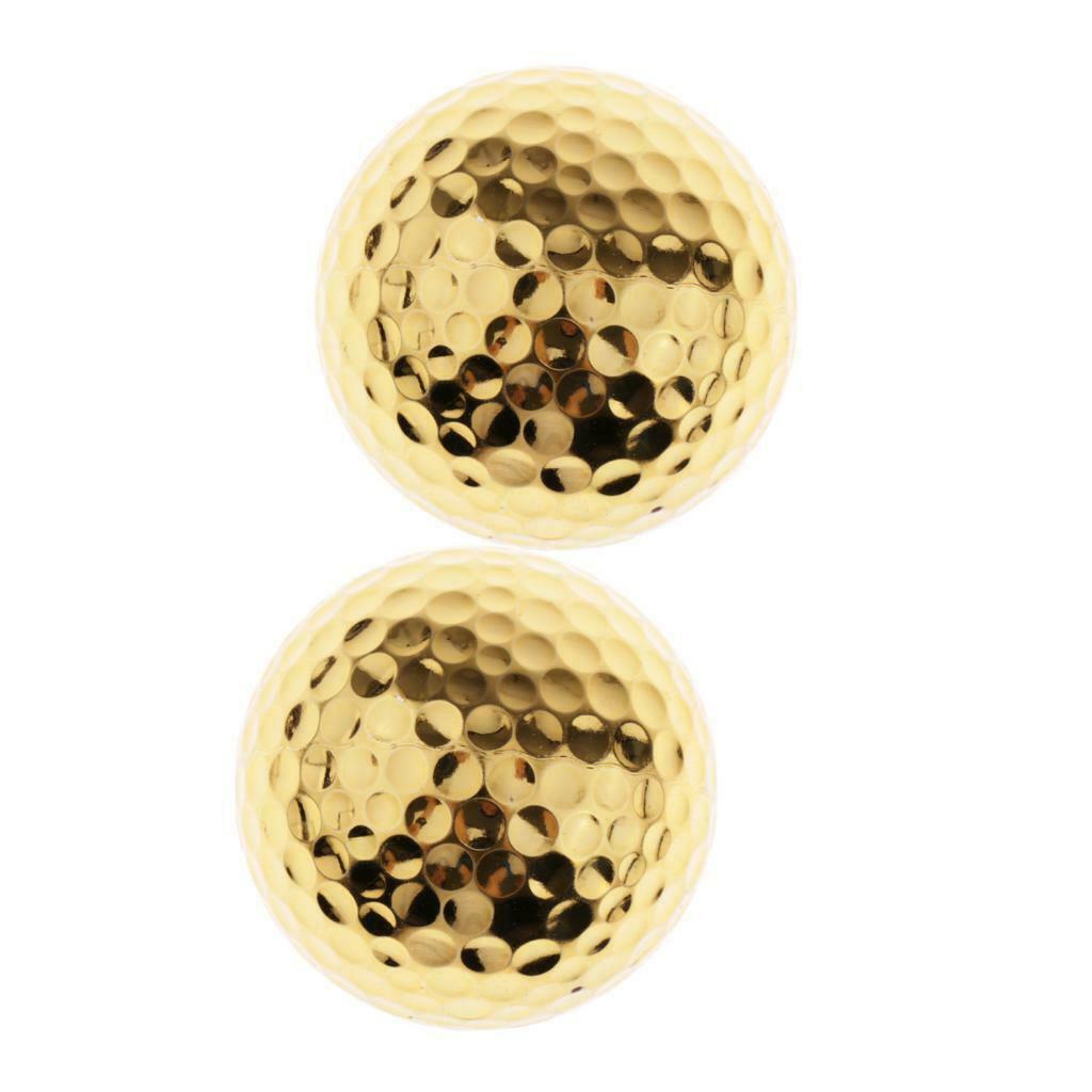 2 Pack Golf Training Practice Ball Double Layer Rubber Golden Ball Pet Toys