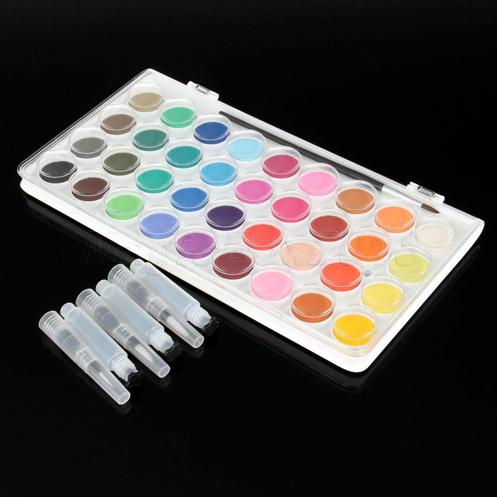 36 Colour High Saturation Solid Cakes Watercolor&3pcs S/M/L Water Brush Ink Pens