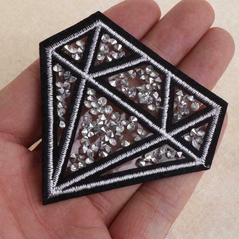 2PCS Hot Drilling Diamond Parches Embroidered Iron on Patches for Clothing DIY