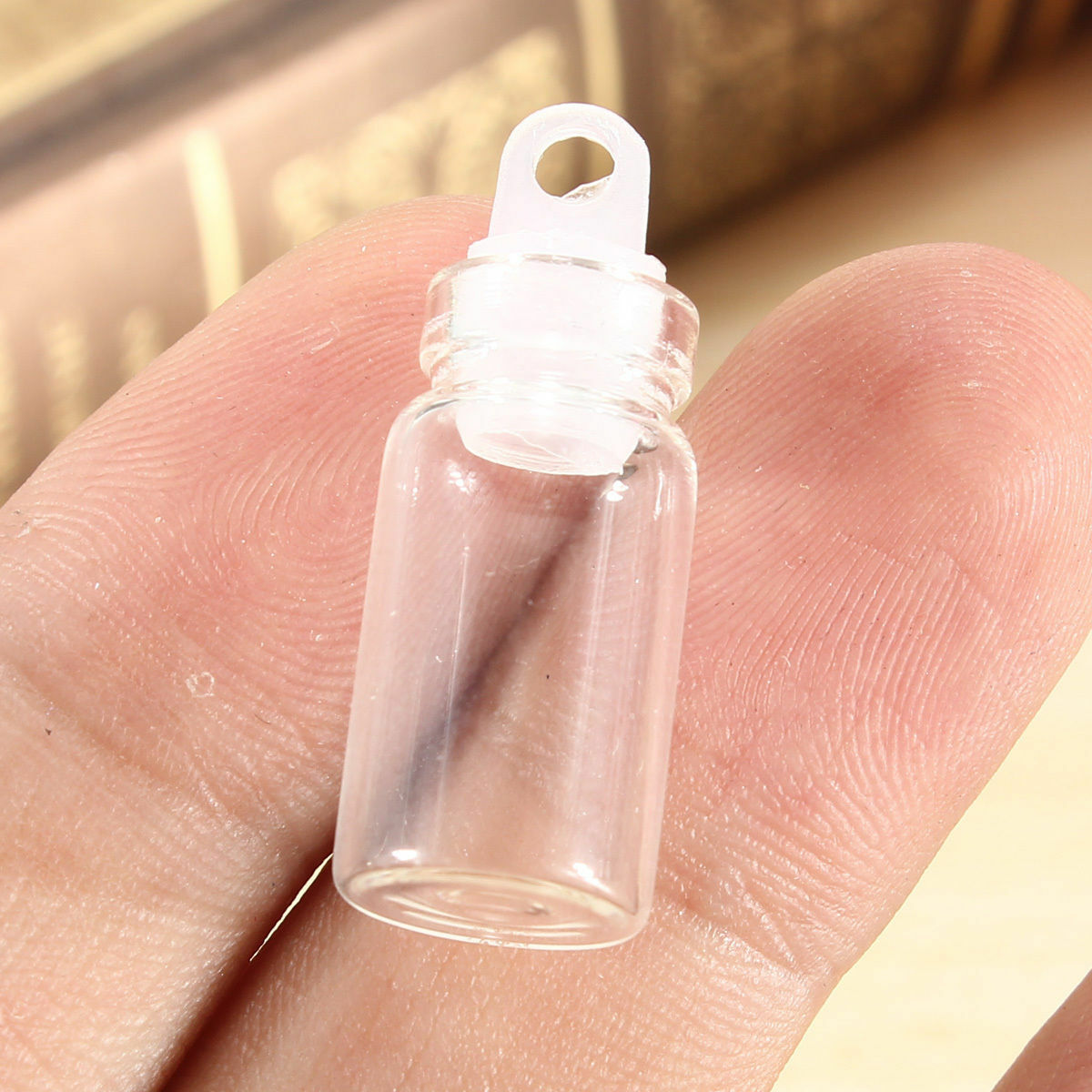 10x 1ml Bottle Empty Sample Vials Clear Glass Bottles with Plastic Lid Small