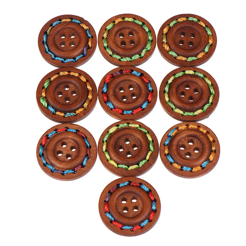 10pcs Wooden Buttons Natural Sewing Buttons Craft Clothes Decor clothing CraftDD