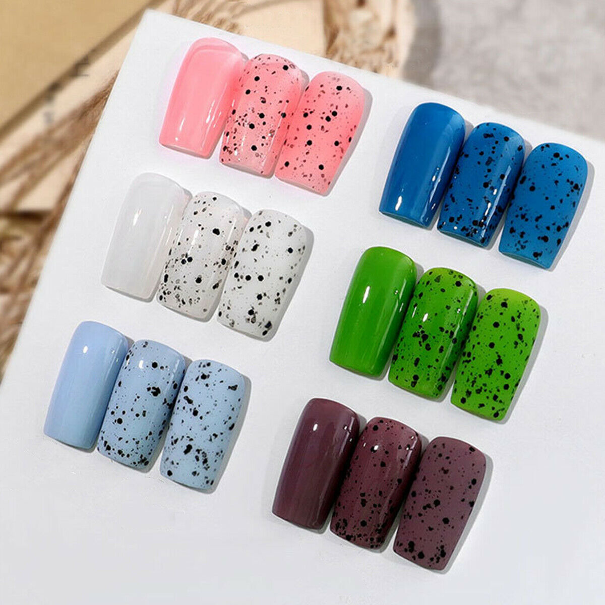 12ml Egg Shell Nail Art UV Gel Polish Clear Base Black Spot Effect Hybrid Cute