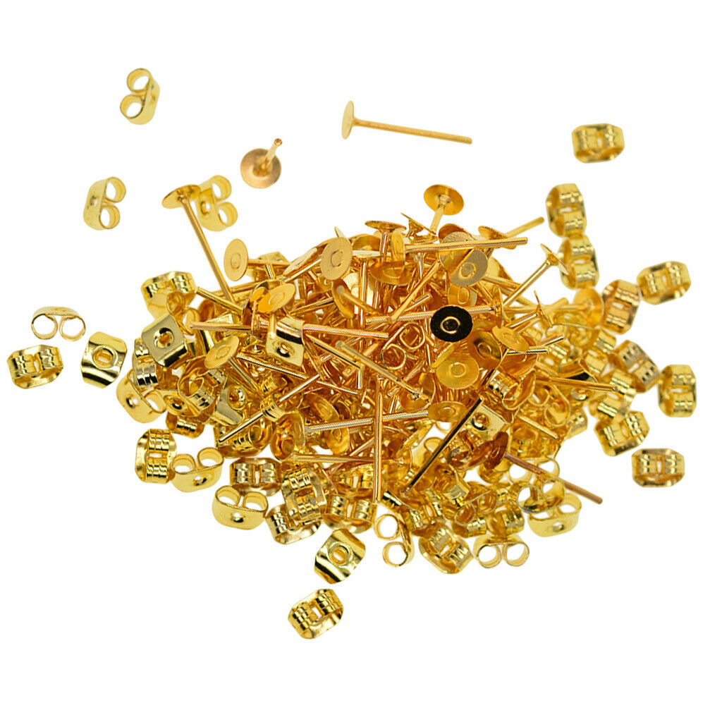 600Packs 4mm Round Flat Stud Earring Posts with Back Jewelry Making Findings