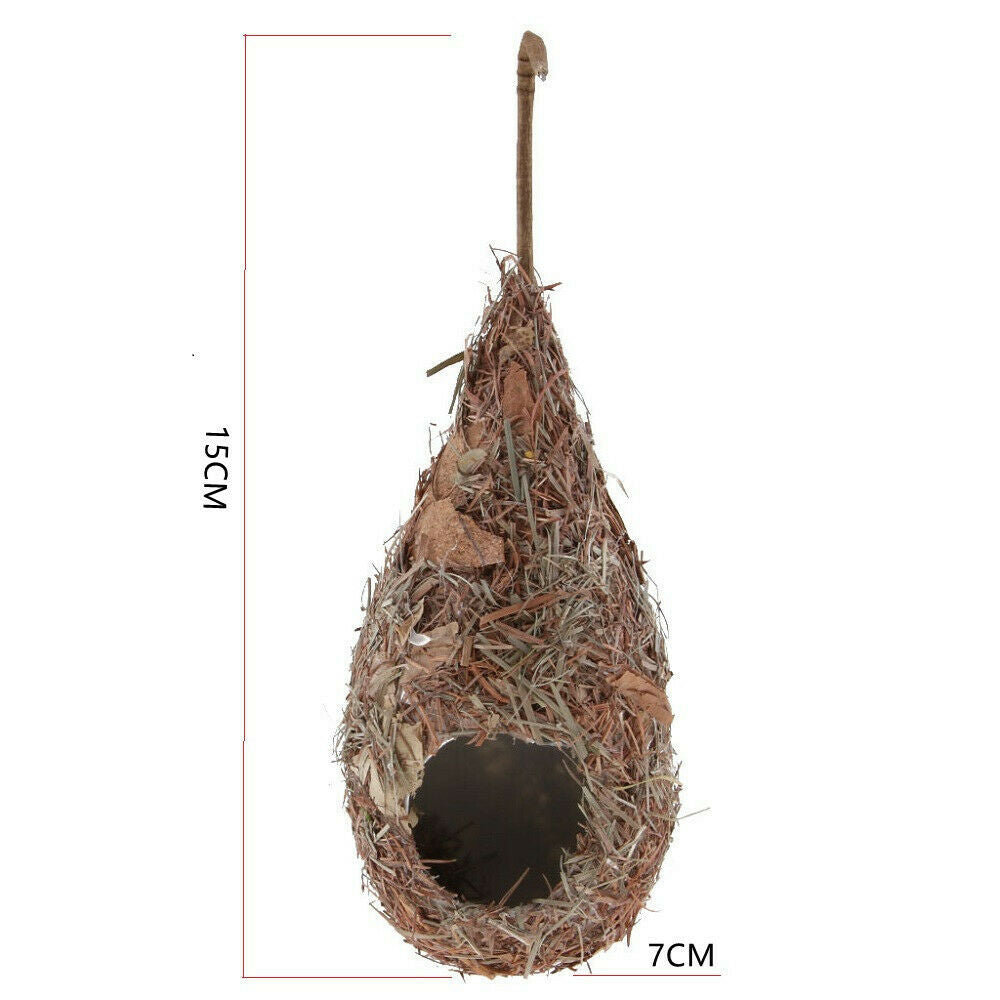 Hanging Straw Water Drop Bird Nest Pet Grass Cave for Canary/Cockatiel