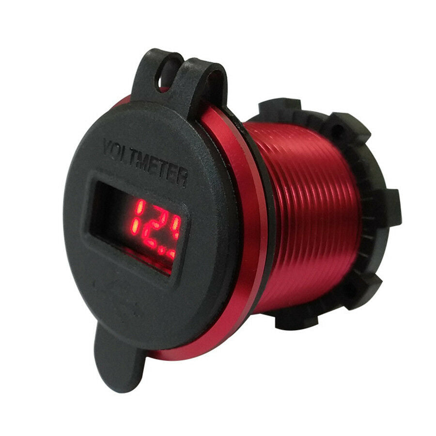 Blue Metal 4.2A Motorcycle Dual USB Charger LED Voltage Digital Display For BMW