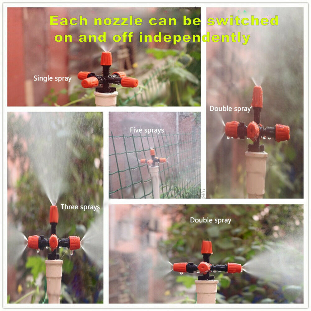 5-Head Cross Micro Sprinkler Garden Tool Irrigation Spray Nozzle Watering US