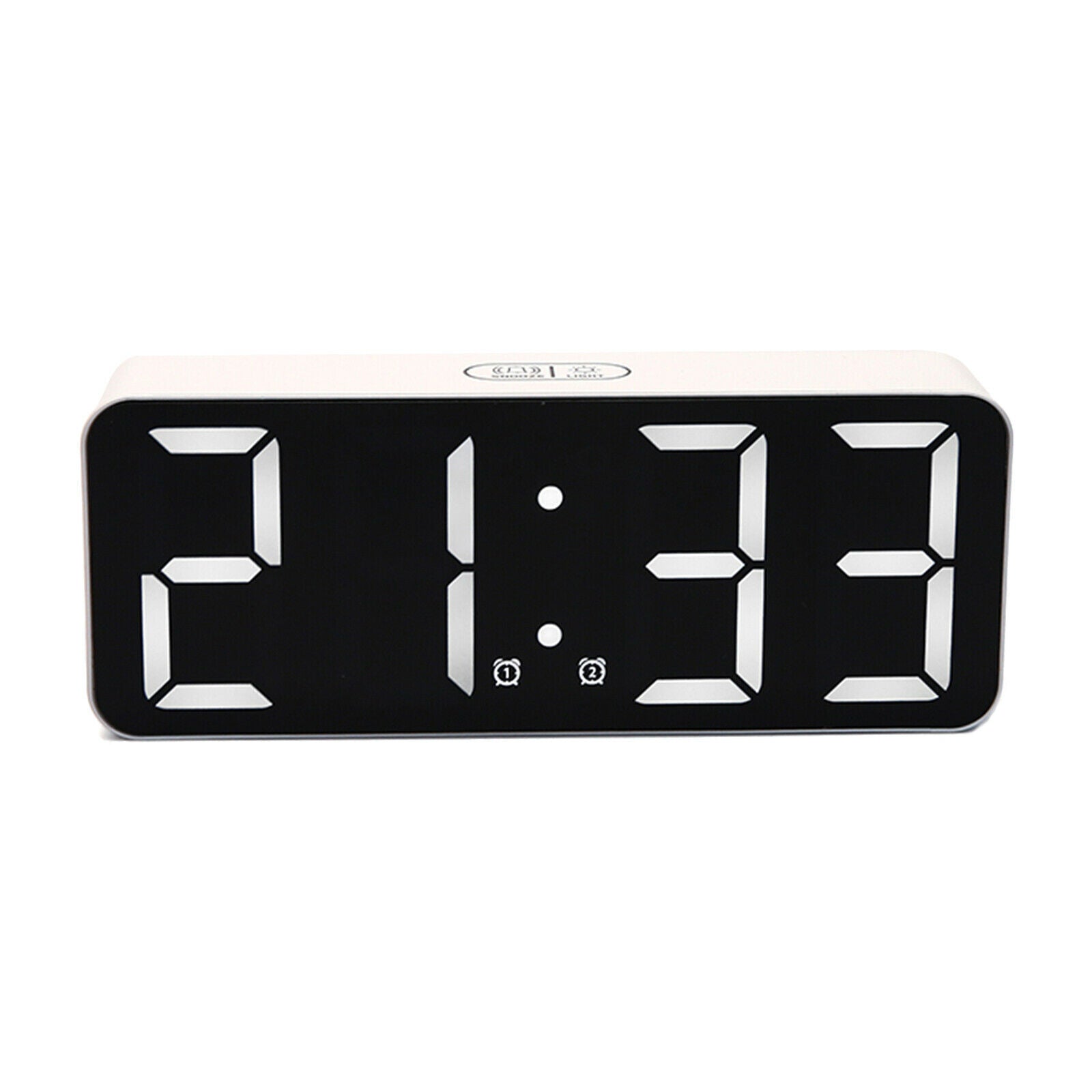 LED Digital Alarm Clock Mirror Night Light Thermometer 12/24H Display Snooze