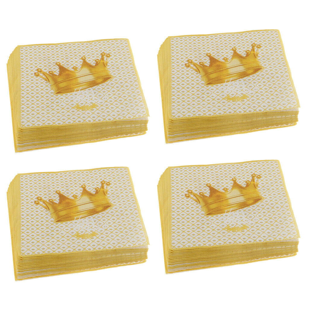 80 Pack Crown Design Paper Napkins for Wedding Party Decor Golden