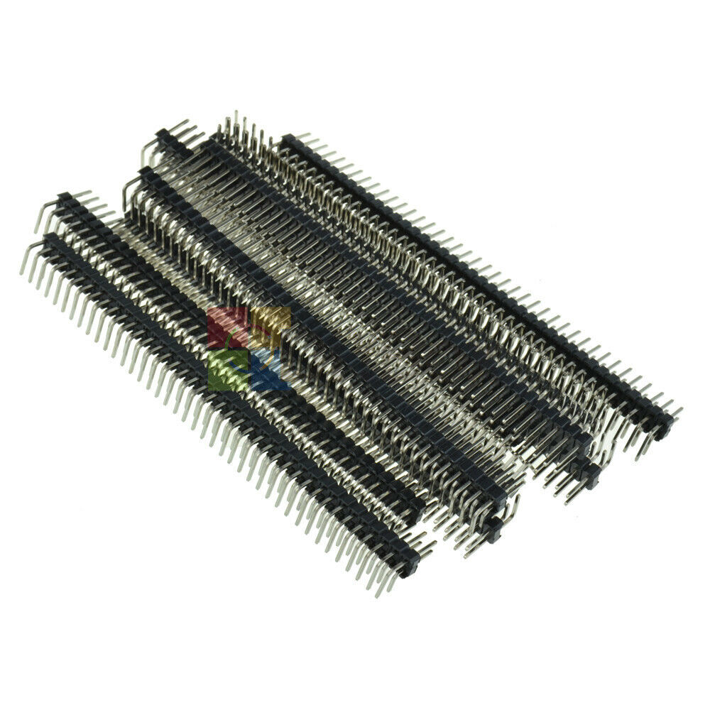 20Pcs 40PIN 2 x 40 Pin 2.54mm Pitch Male Double Row Right Angle Pin Header Strip