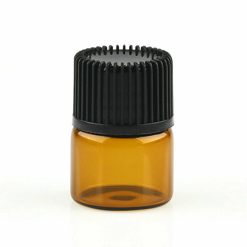 100pcs Small Tiny Empty Dark Brown Glass Vials Bottles 1ml Travel Sub Containers