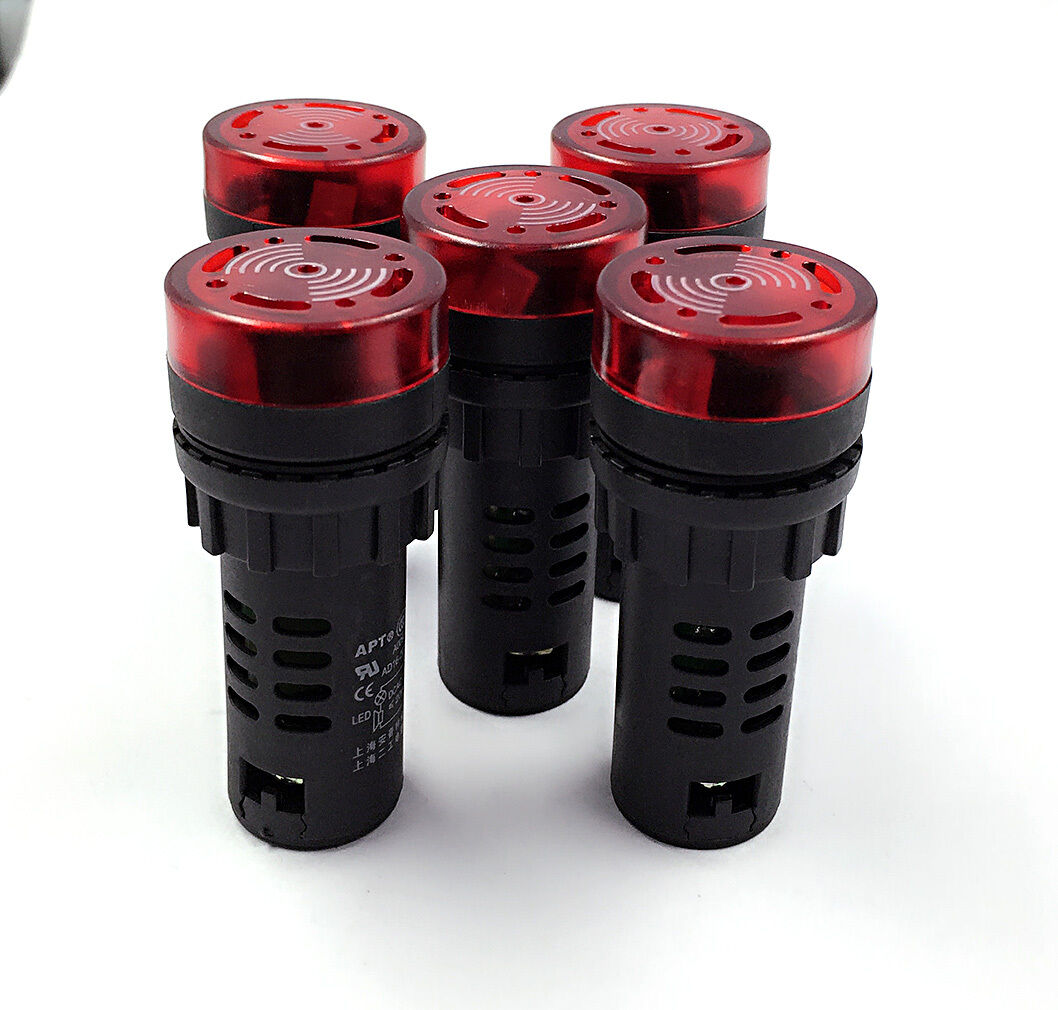 5pcs DC/AC 12V 22mm Red LED Indicator Light & Buzzer [M1]