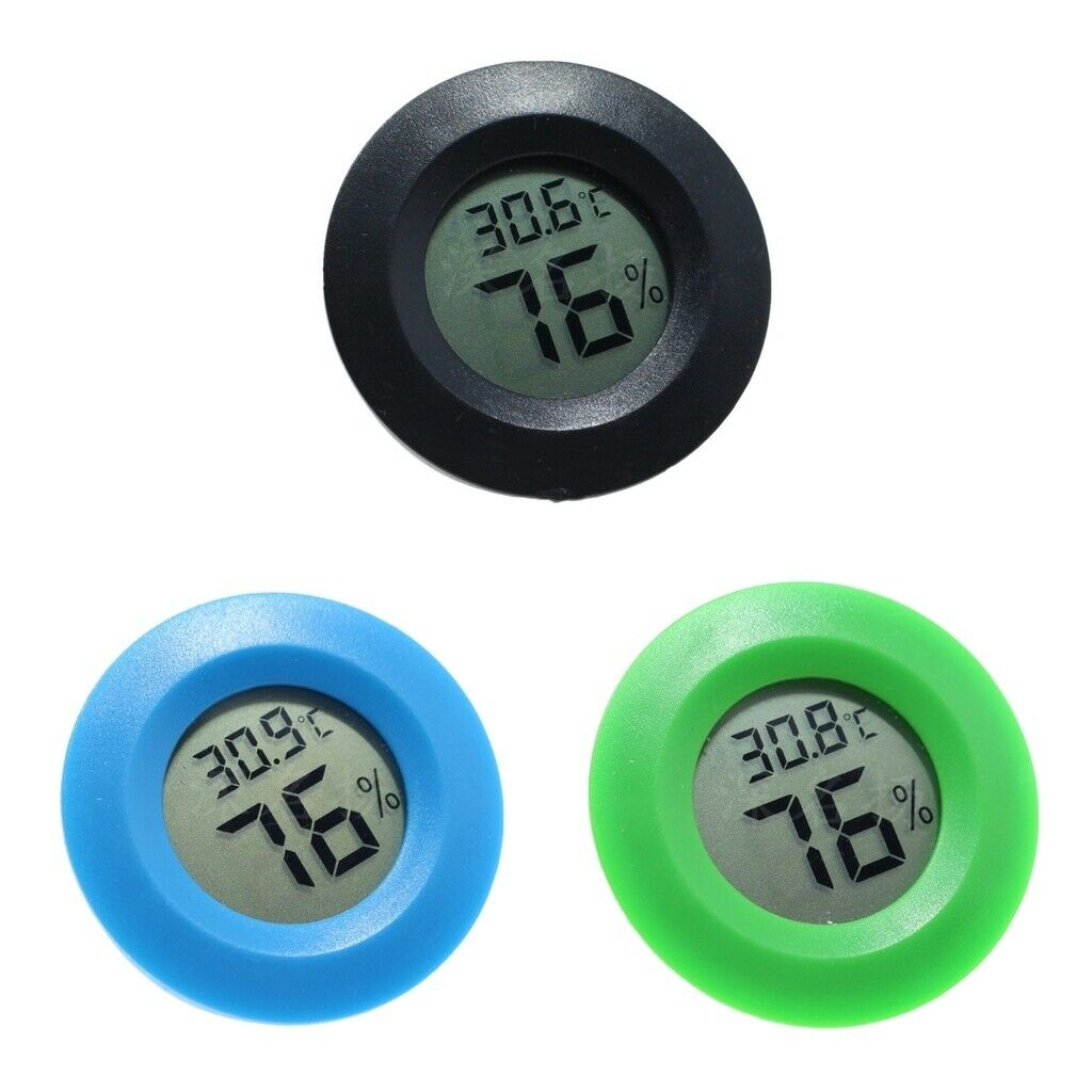 3 Pieces  Round Digital Moisture Container Hydrometer Thermometer For Reptiles -