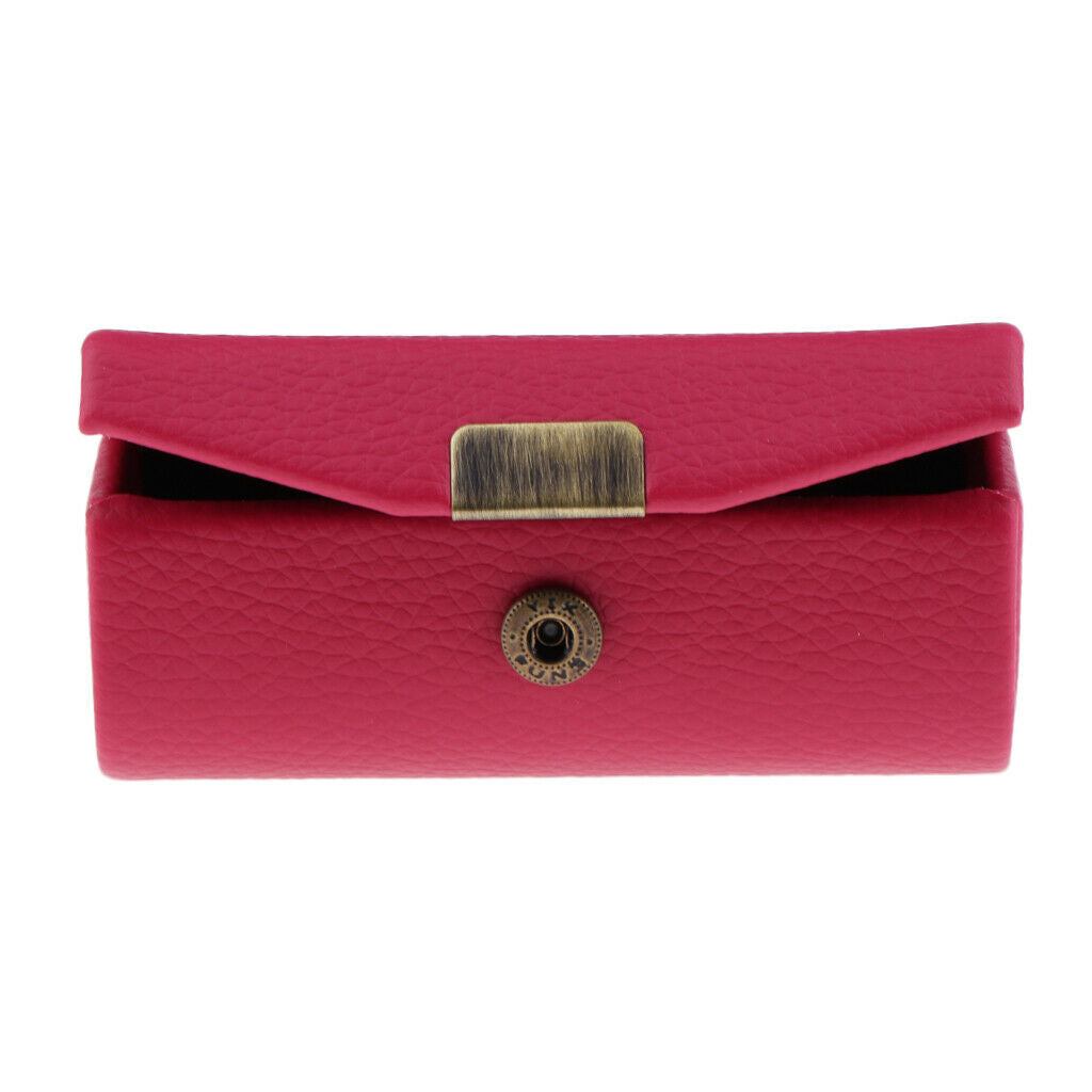 Leather Lipstick Case Holder Storage Box mirror Purse Pocket Rose Red
