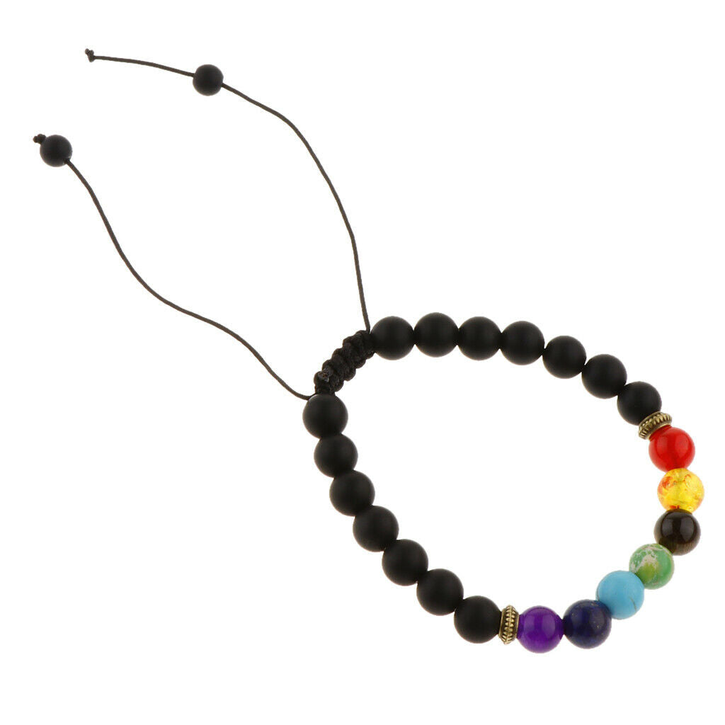 Stone Beads Bracelet Elastic Stretchy Yoga Bracelet Black Matte