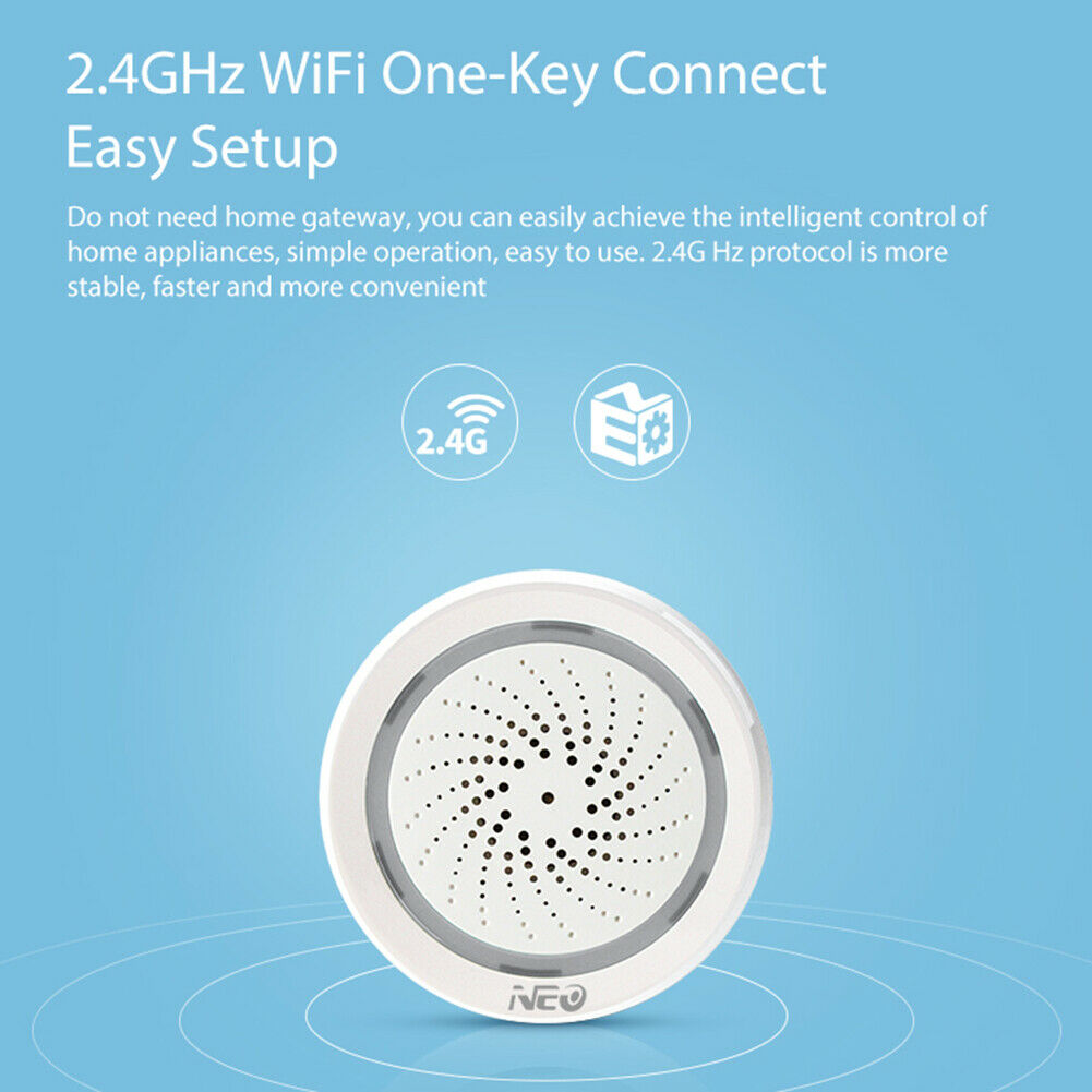 3 in 1 WiFi Siren Alarm with Temperature Humidity Sensor App Voice Control @