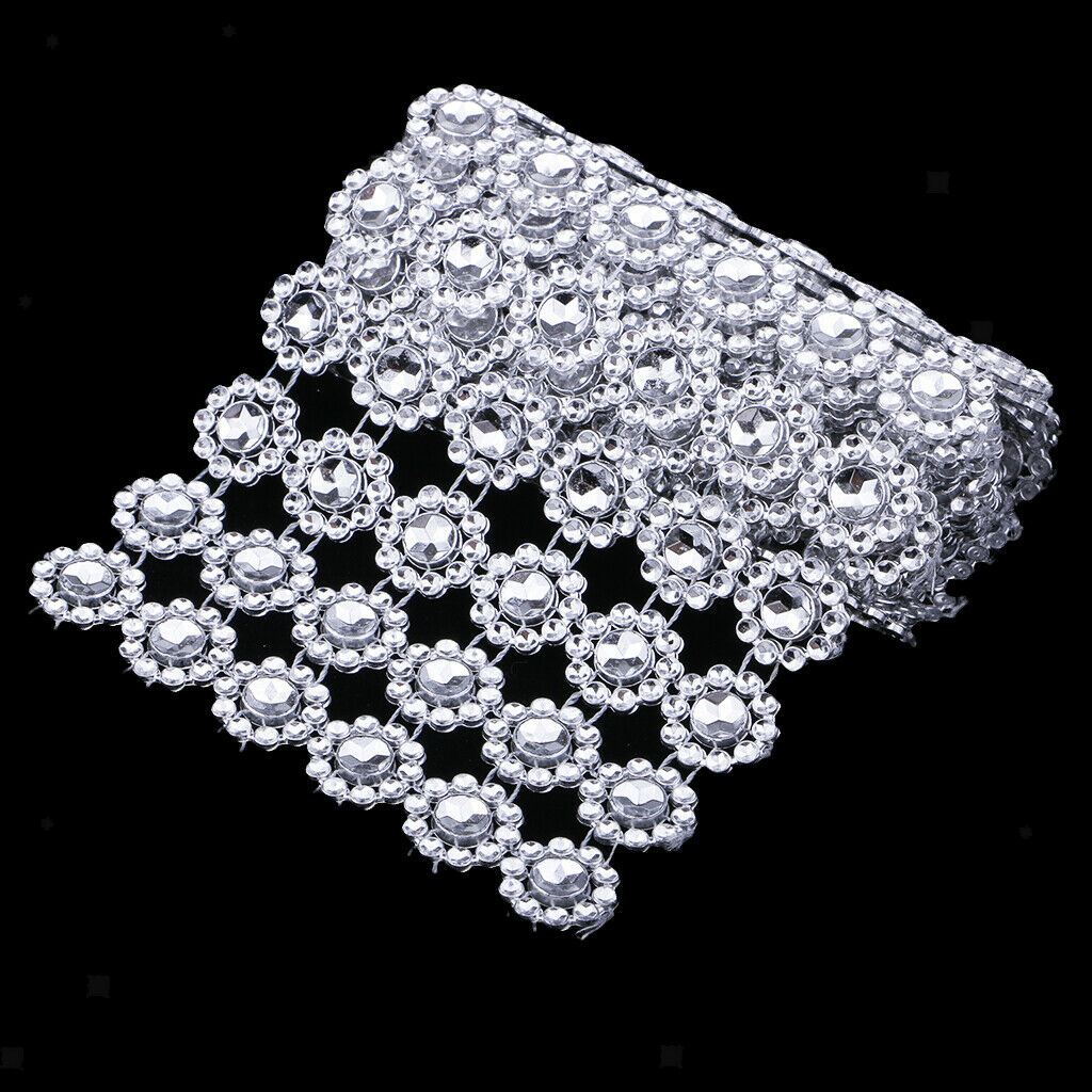 1m Plastic Rhinestone Ribbon With Flower Shape Diamond Ribbon Glitter Ribbon