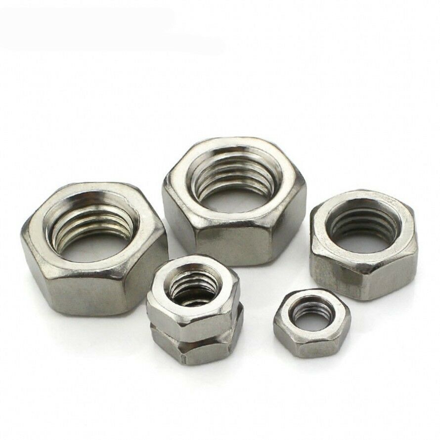 Qty 1 - M12 x 1.75mm Pitch Stainless Steel Left Hand Thread Hexagon Full Nuts