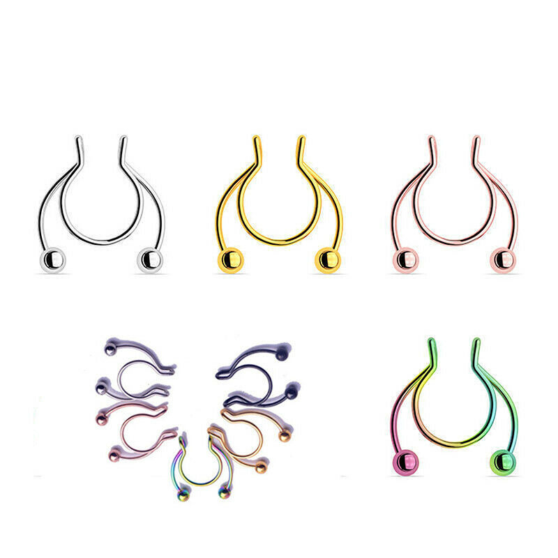 5Pcs 10mm Stainless Steel Nose Clip Nose Rings Non Piercing Body Jewel.l8