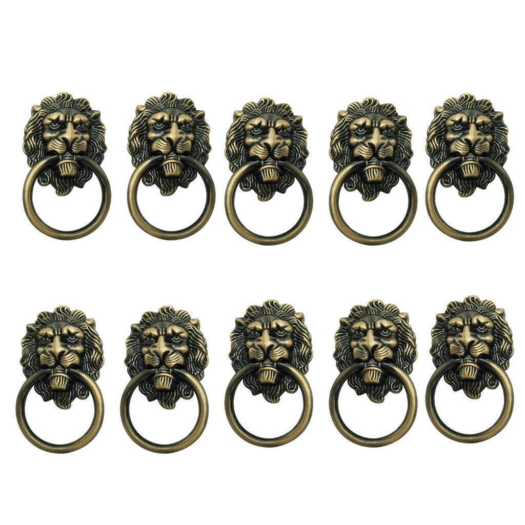 10x Retro Lion Head Pull Handles Furniture Cabinet Drawer Door   Hardware
