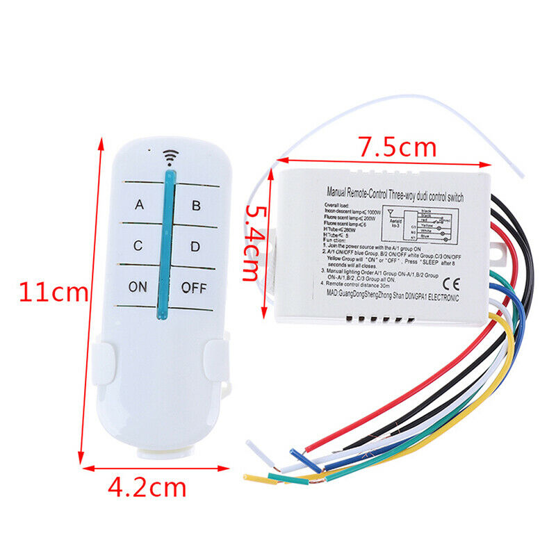 4 way Digital Wireless Remote Control Switch Receiver Transmitter For LEDA x TH