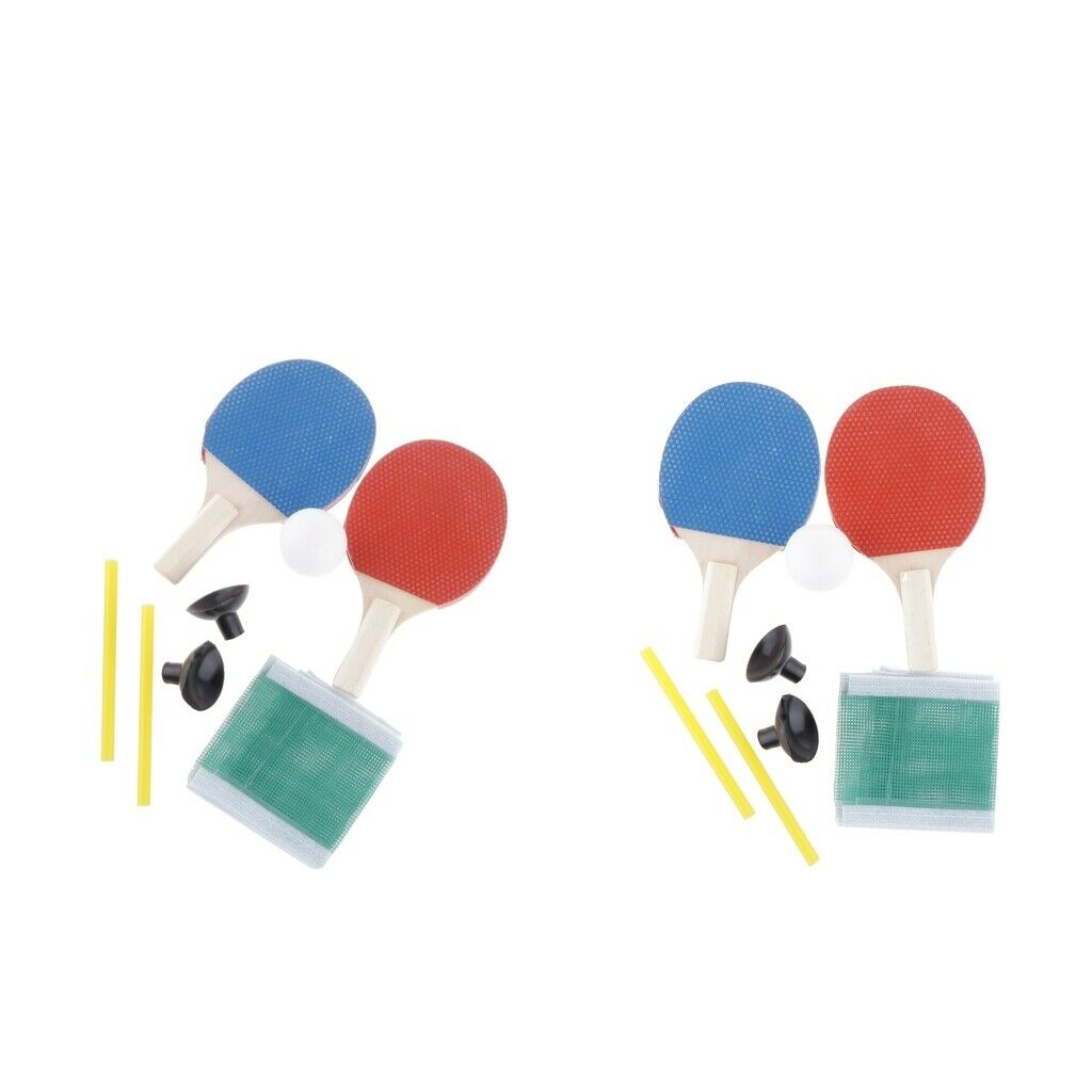 2 Pair Mini Table Tennis Racket Ball Net Paddle Tennis Game Practicing