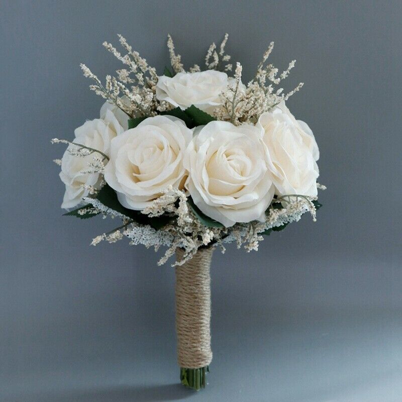 Bridal Bouquets for Wedding, Artificial Rose Flower Bouquet Bride BridesmaidQ5C9