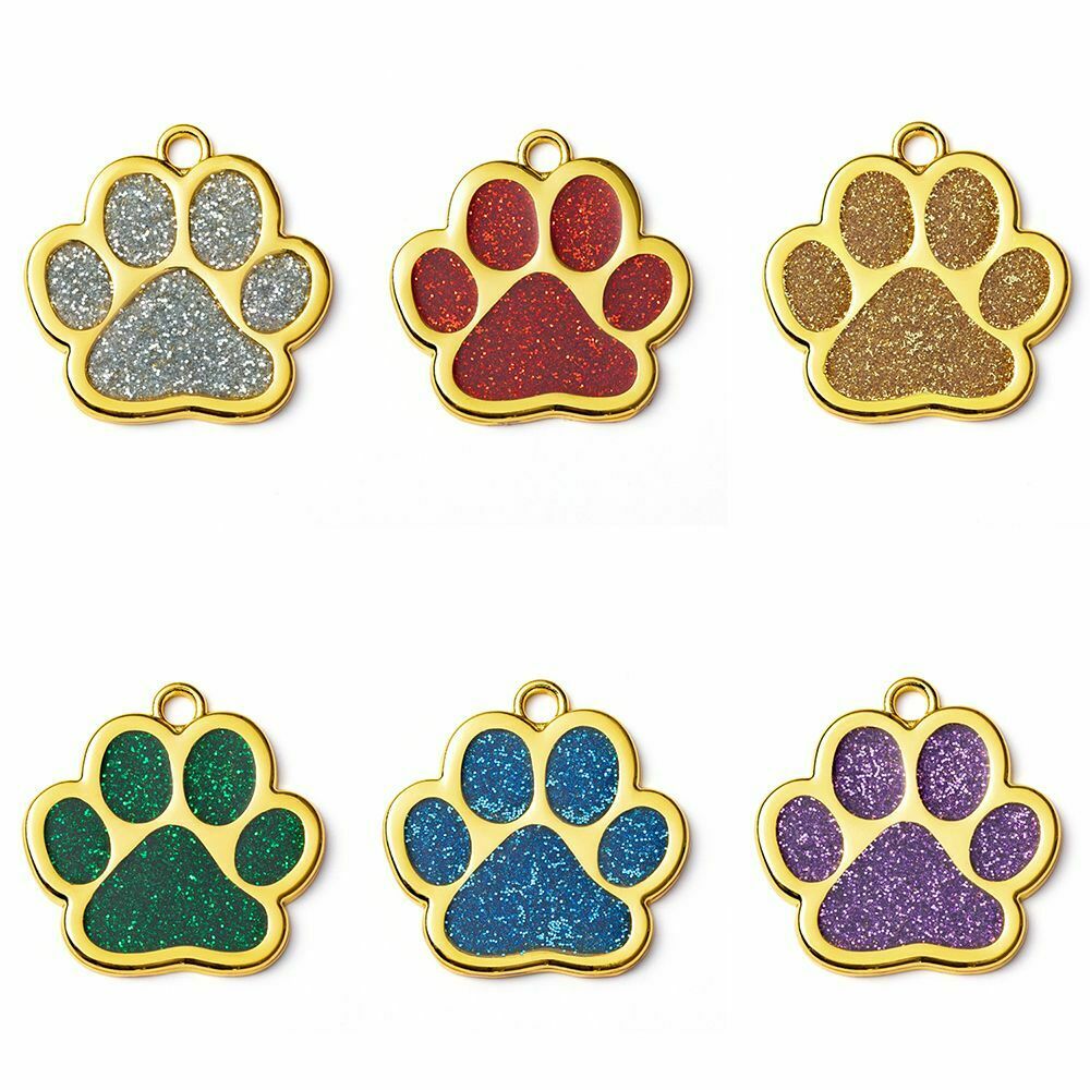 New Cat Footprint Puppy Pendant Pet ID Tag Dogs Name Tags Dog Collar