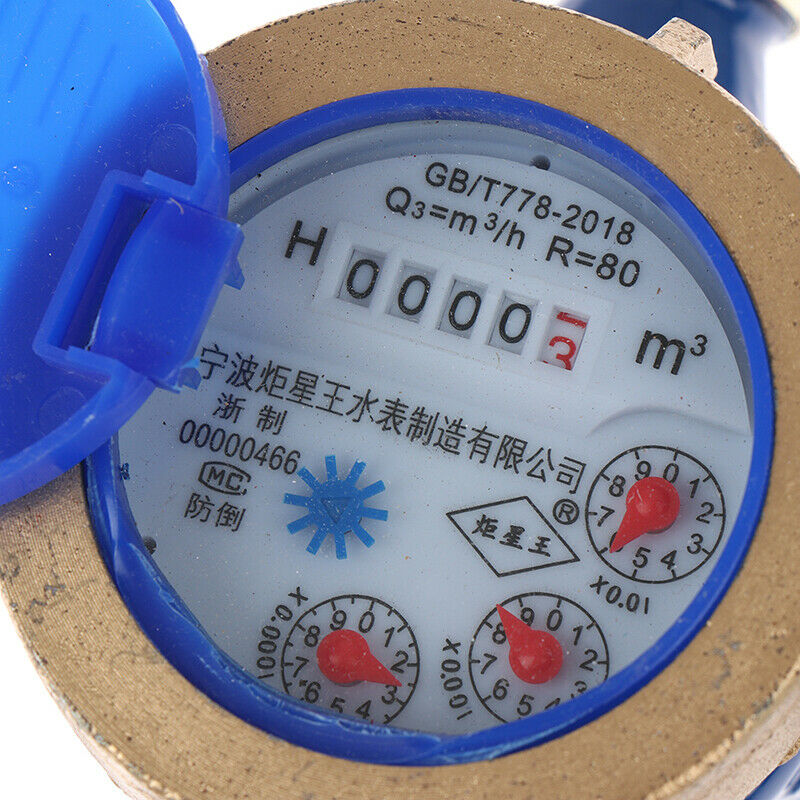 Water Meter Heavy Duty Brass Flow Measure Tap Cold Water Meter Home Garden WF