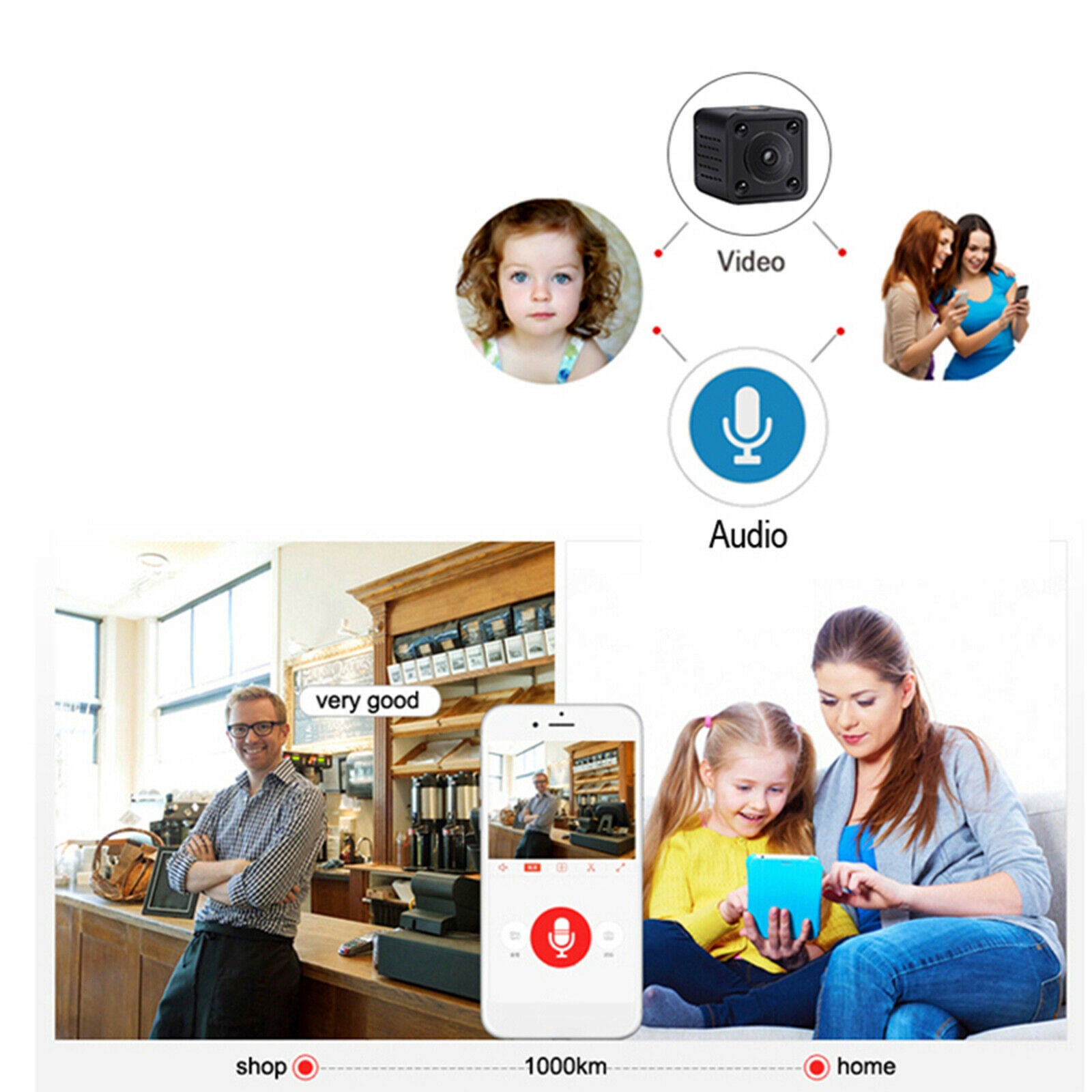 HDQ9 Indoor WiFi Camera Home Full HD Mini Cube IP Wireless Remote Control