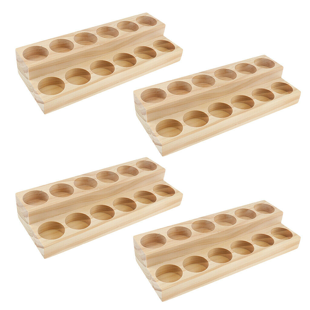 4pcs/pack 12-holes for Essential Oils Massage Oils, Cosmetic Wooden Displaying