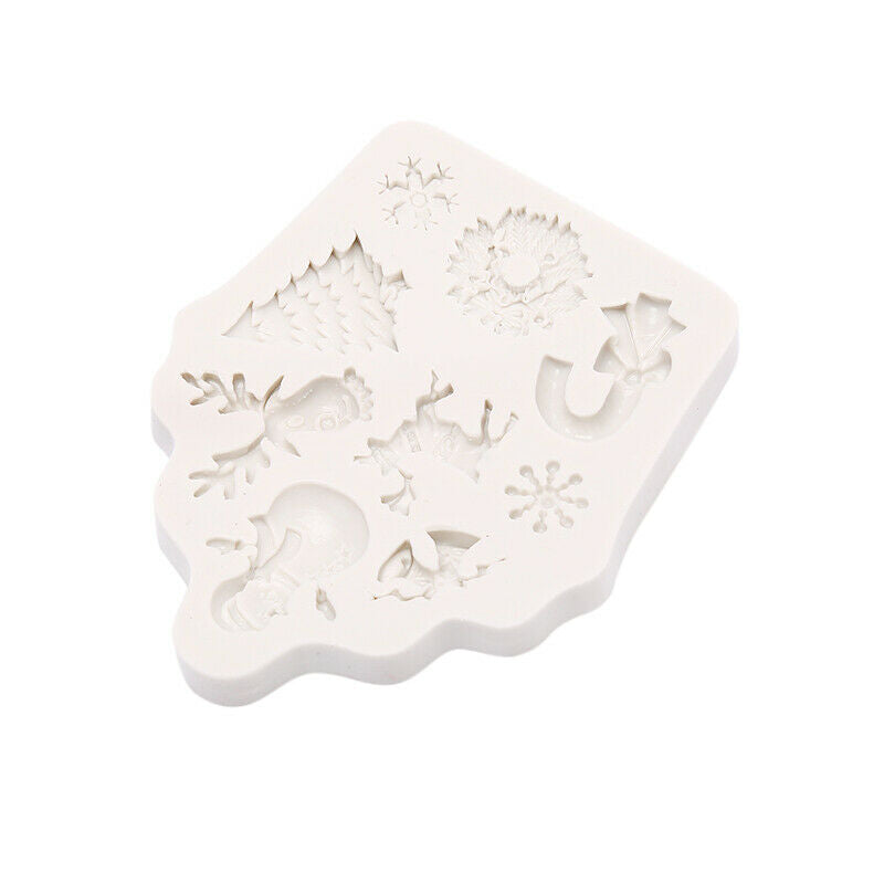 Silicone Christmas Tree Elk Snowman Snowflake Cutter Mold DIY Baking Cake.l8
