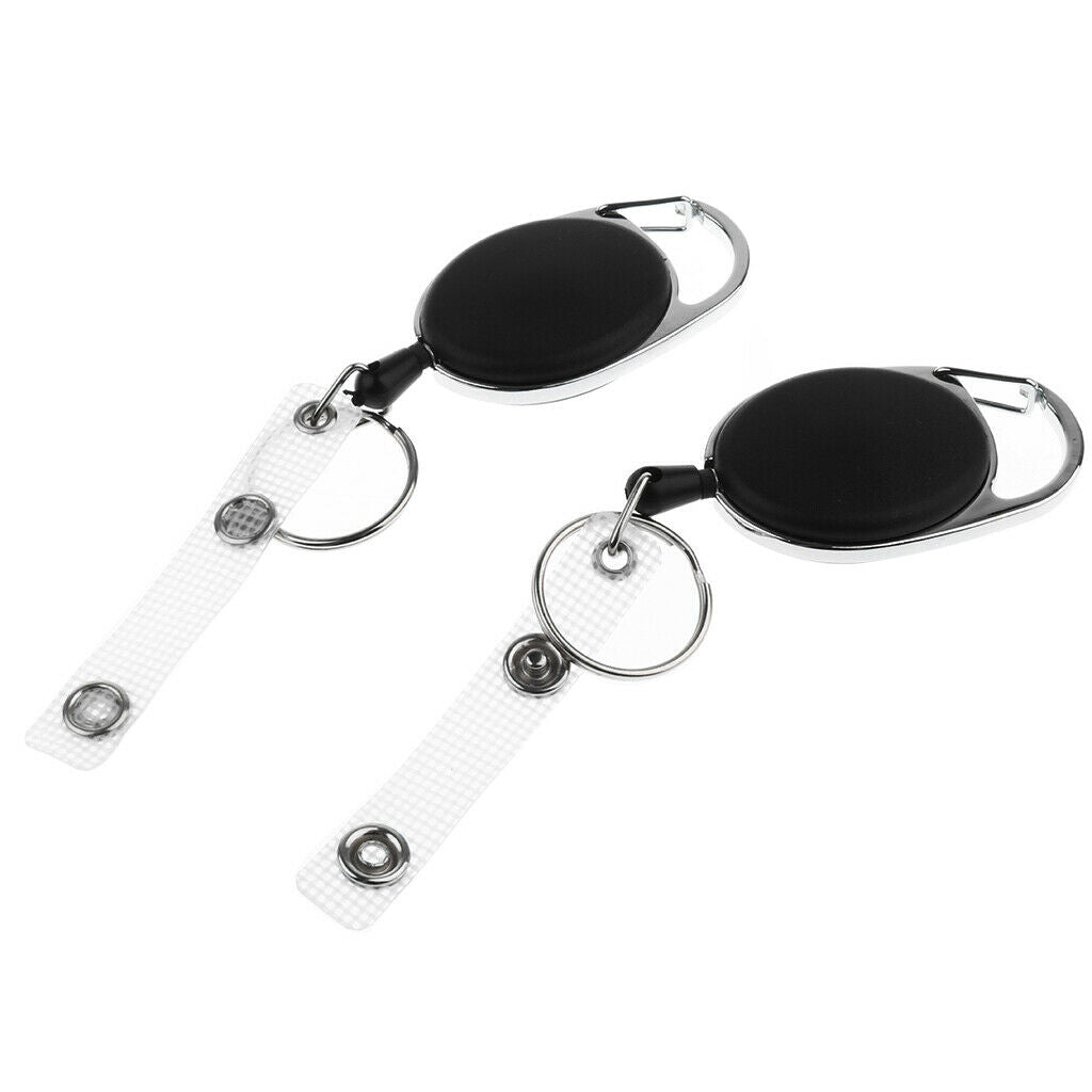 2pcs Durable 60cm Steel Wire Retractable Key Chain Key Ring Reel ID Holder