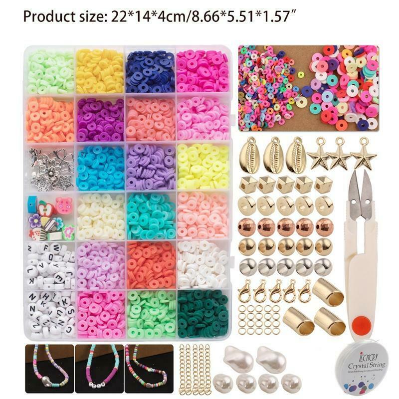 Mixed-Colour Flat Round Polymer Clay Beads DIY Jewelry Making Bracelet
