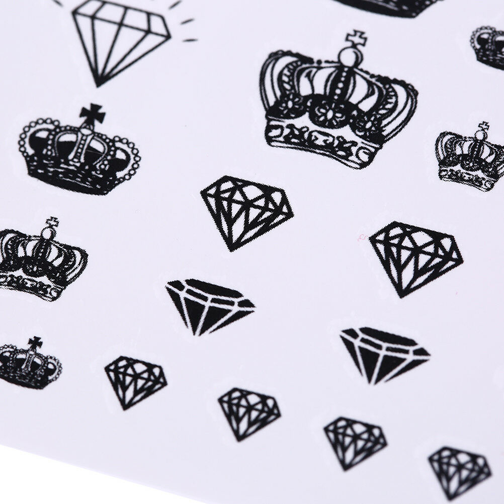 1X Diamonds and Crowns Temporary Tattoos Arm Leg Waterproof Tattoo Stickers BDAU