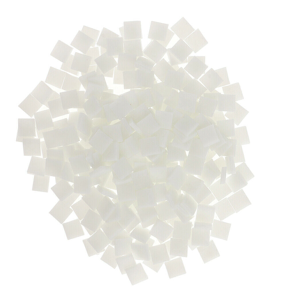 500Pcs Bulk White Square Glass Tiles Art Craft Mosaic Pieces for Handmade and