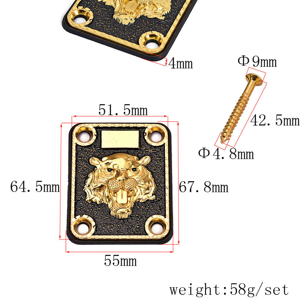 Guitar Neck Plate w/ Screws Cushion Pad Set for Electric Guitar Accessory