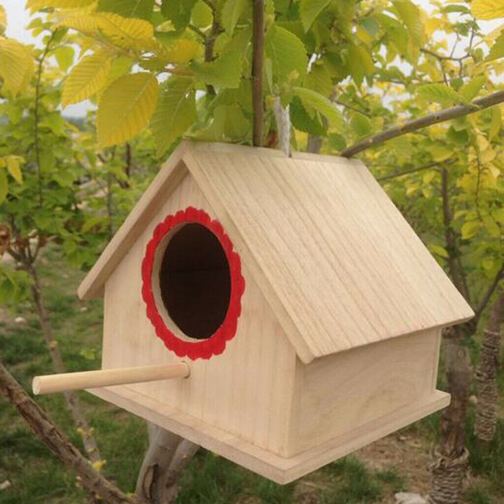 Wooden Wood Hanging Free Standing Bird House Nesting Box Feeder 20x 23x 18cm